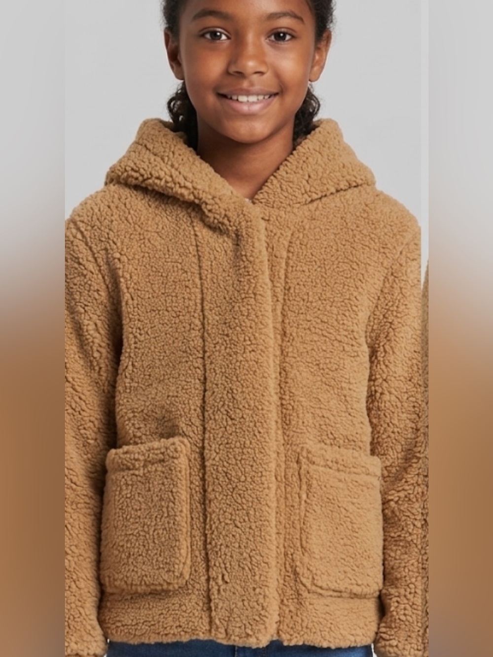 Cat & Jack Tan Sherpa Hooded Jacket